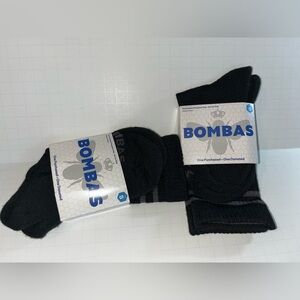 Lot of (2) Bombas Crew Calf Socks Adult Small Black Honeycomb Arch Support